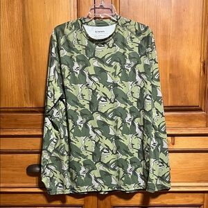 Simms Olive Camouflage Performance / Fishing Shirt EUC